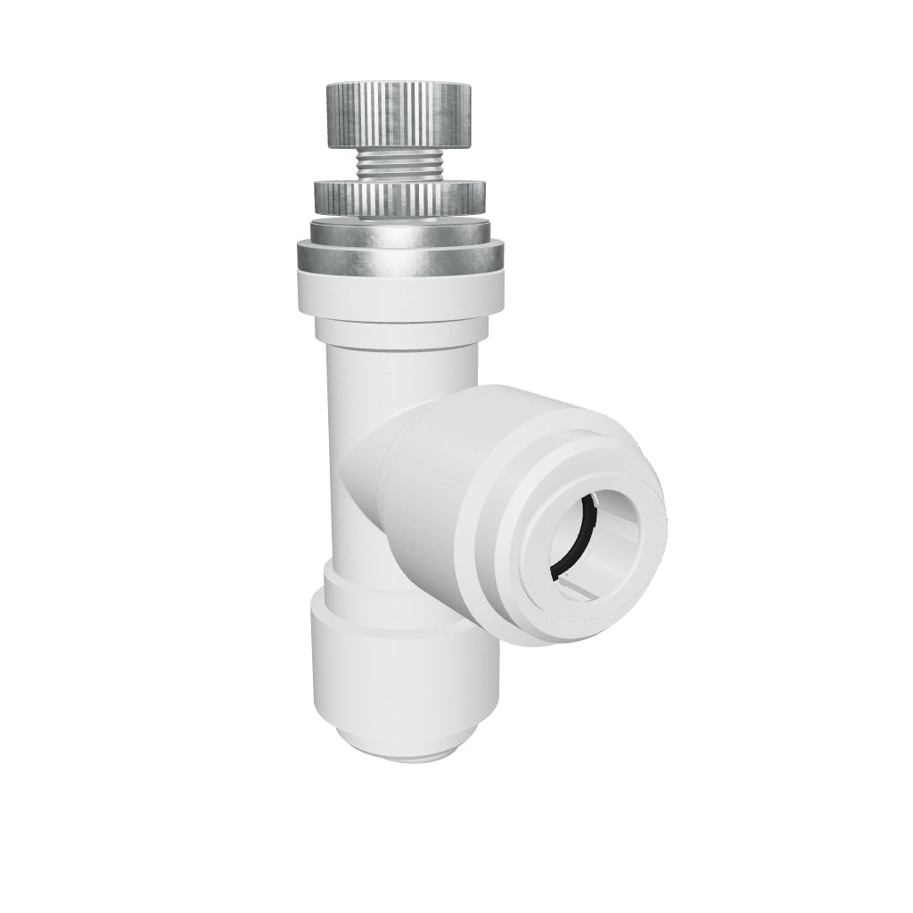 NeoFit - Acetal Natural White Flow Control Elbow Union 3/8" tube