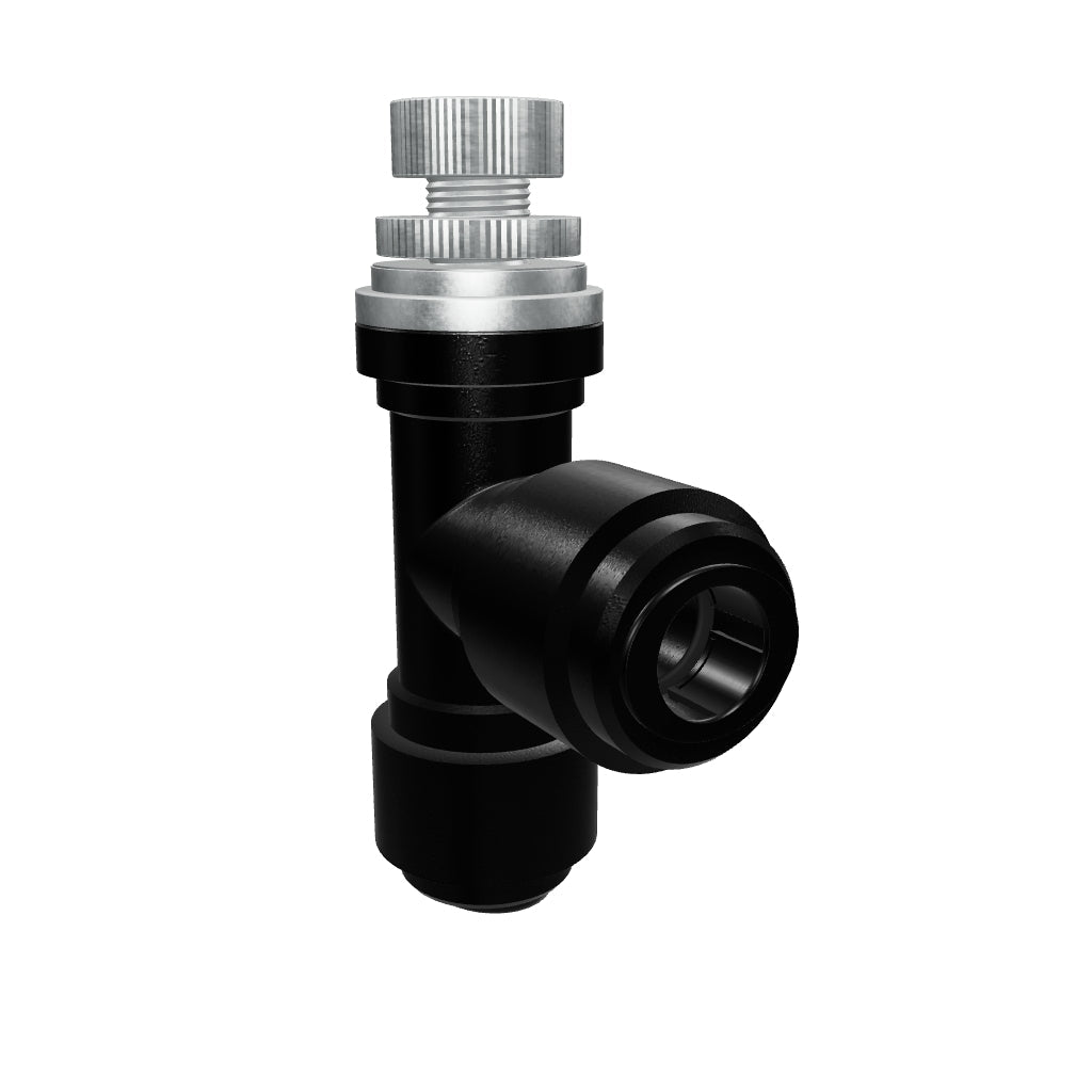 NeoFit - Acetal Black Flow Control Elbow Union 3/8" tube