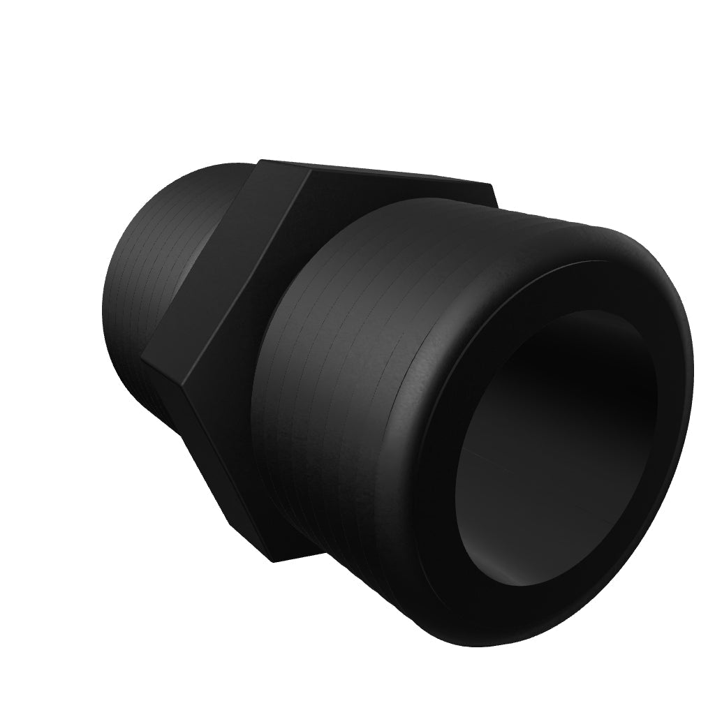 Nipple Hex - 3/4 x 3/4 MPT Black Polypropylene