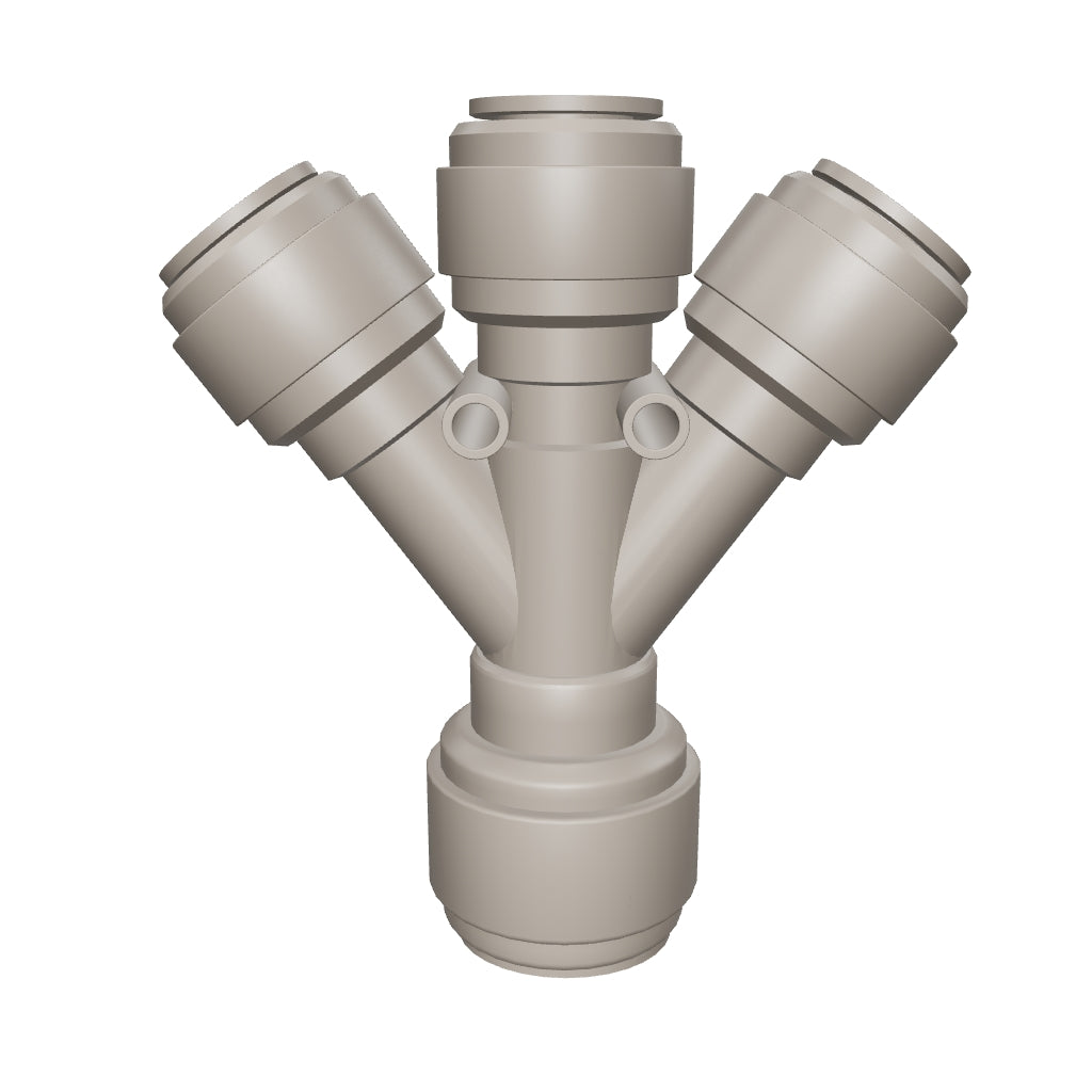 NeoFit Acetal Gray Three Way Divider 1/2" tube x 3/8" tube