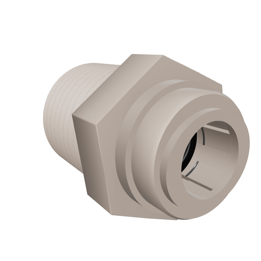 NeoFit - Acetal Gray Male Connector- 3/8"tube x 1/2"NPTF