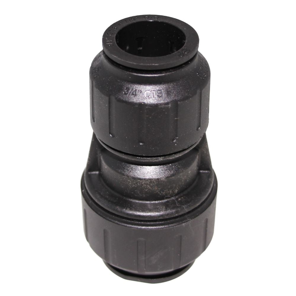 John Guest Black Reducing Coupler - 1 CTS x 3/4 CTS