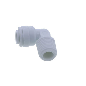 John Guest 3/8" x 1/4" [NPTF] Acetal Fixed Elbow - White