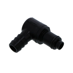 PLCD23006VBLK Valved Black Elbow Hose Barb Coupling Insert 3/8 ID Barb FKM [Viton] O-rings