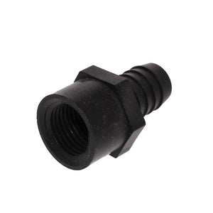 Female Barb Adapter - 5/8 barb x 1/2 FNPT - Black Polypropylene