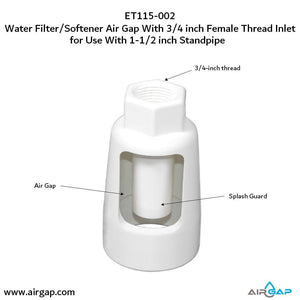 Standpipe Airgap - 1.5" PVC 40 / ABS,  3/4" FPT G15