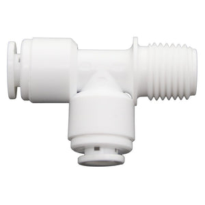 Male Run Tee Acetal 1/4 qc x 1/4 MNPT Run x 1/4 qc Branch