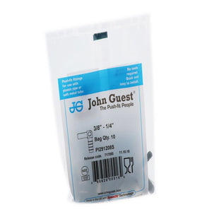 John Guest Stem Elbow Barb Connector  - 3/8 OD Stem x 1/4 ID Barb