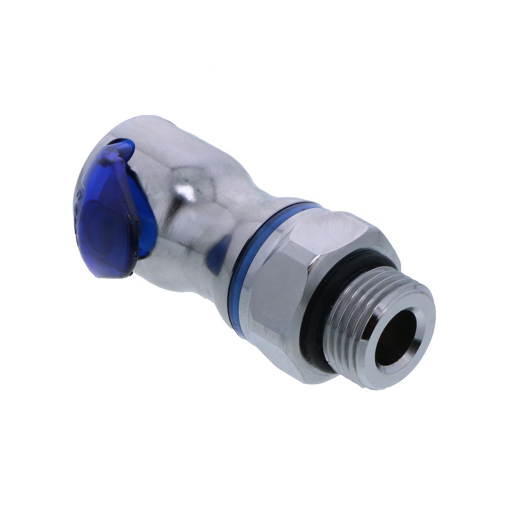 LQ6D30008BLU Valved Straight Thread Liquid Cooling Coupling Body 1/2 SAE Cool Blue