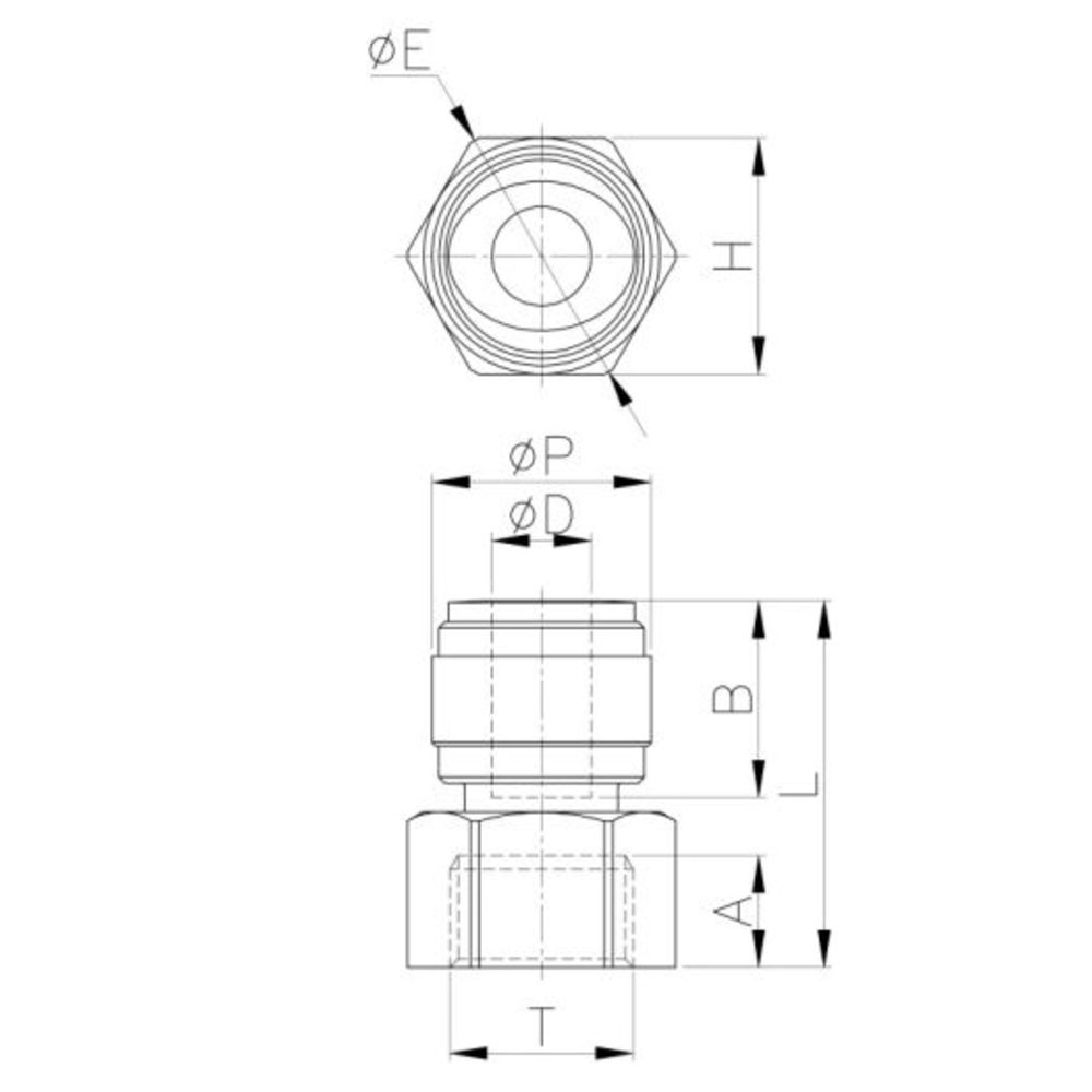 NeoFit - Acetal Natural White Female Adapter 8mm [5/16"] tube x 1/2 BSP[P] - Cone Type