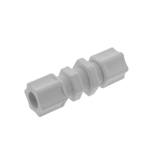 JACO 20-8-P-O Polypropylene Bulkhead Union 1/2 OD Tube x 1/2 OD Tube