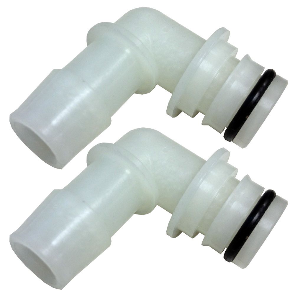 3/4 Quad Port 90 Deg Elbow x 5/8 ID Hose Barb Fittings [Pair]