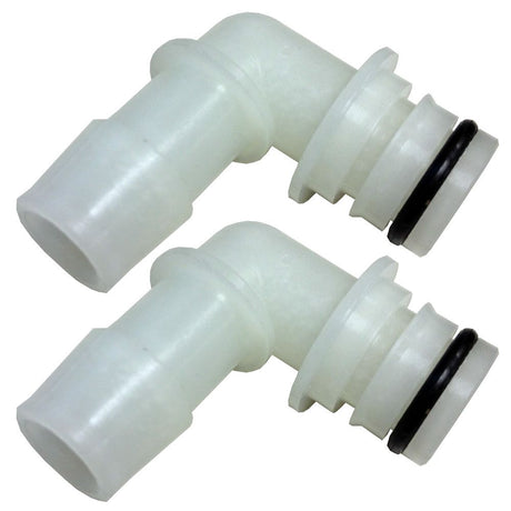 3/4 Quad Port 90 Deg Elbow x 5/8 ID Hose Barb Fittings [Pair]