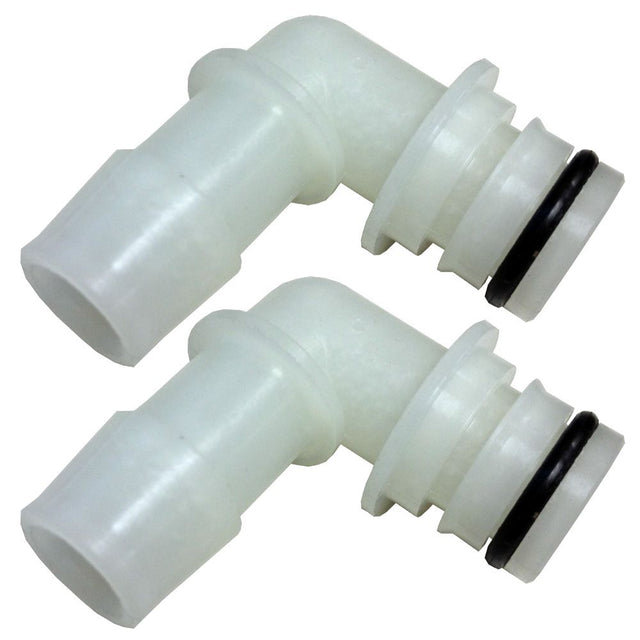 3/4 Quad Port 90 Deg Elbow x 5/8 ID Hose Barb Fittings [Pair]