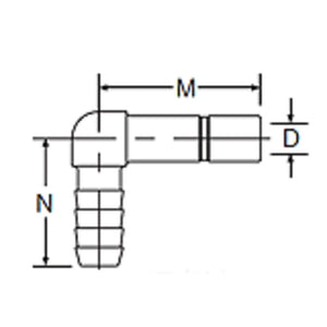 Kynar PVDF Tube Stem 90 Barb - 3/8