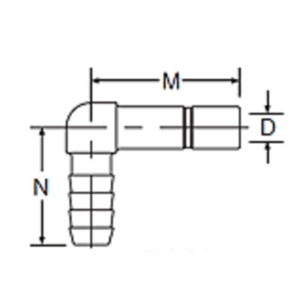 Kynar PVDF Tube Stem 90 Barb - 3/8