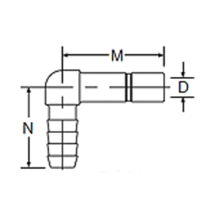 Kynar PVDF Tube Stem 90 Barb - 1/4