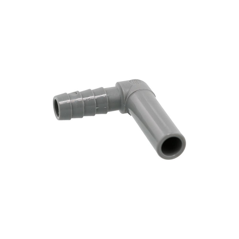 John Guest Stem Elbow Barb Connector  - 3/8 OD Stem x 5/16 ID Barb