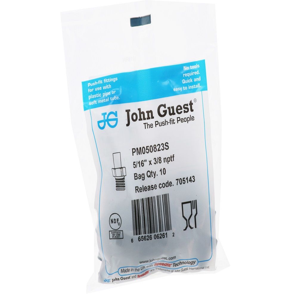 John Guest Stem Adapter NPTF - 5/16 x 3/8  NPTF
