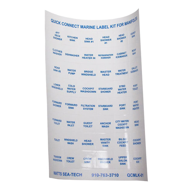 Watts AquaLock/SeaTech - Label Kit - Labels for Marine