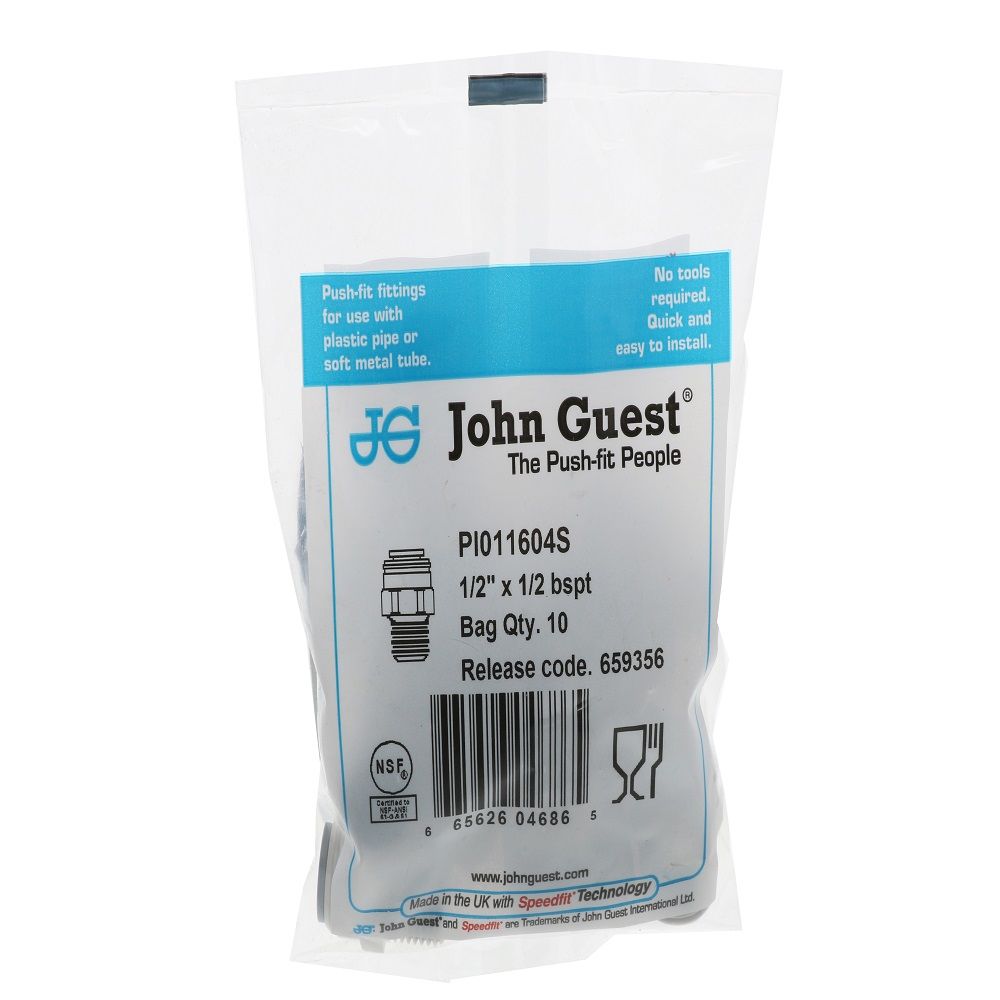 John Guest Male Connector BSPT - 1/2 x 1/2  BSPT