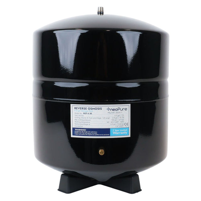 NeoPure Tank RO 4.5 Gallon Black w/Shut-Off Valve - 3/8 x 1/4 NPTF