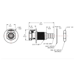 EFCD16612 Valved Panel Mount Hose Barb Coupling Body 3/8 ID Barb