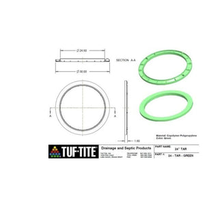 24 x12 Inch Tuf-Tite Bundle - 24x12 riser, 24 inch flat lid & 24 inch ring adapter