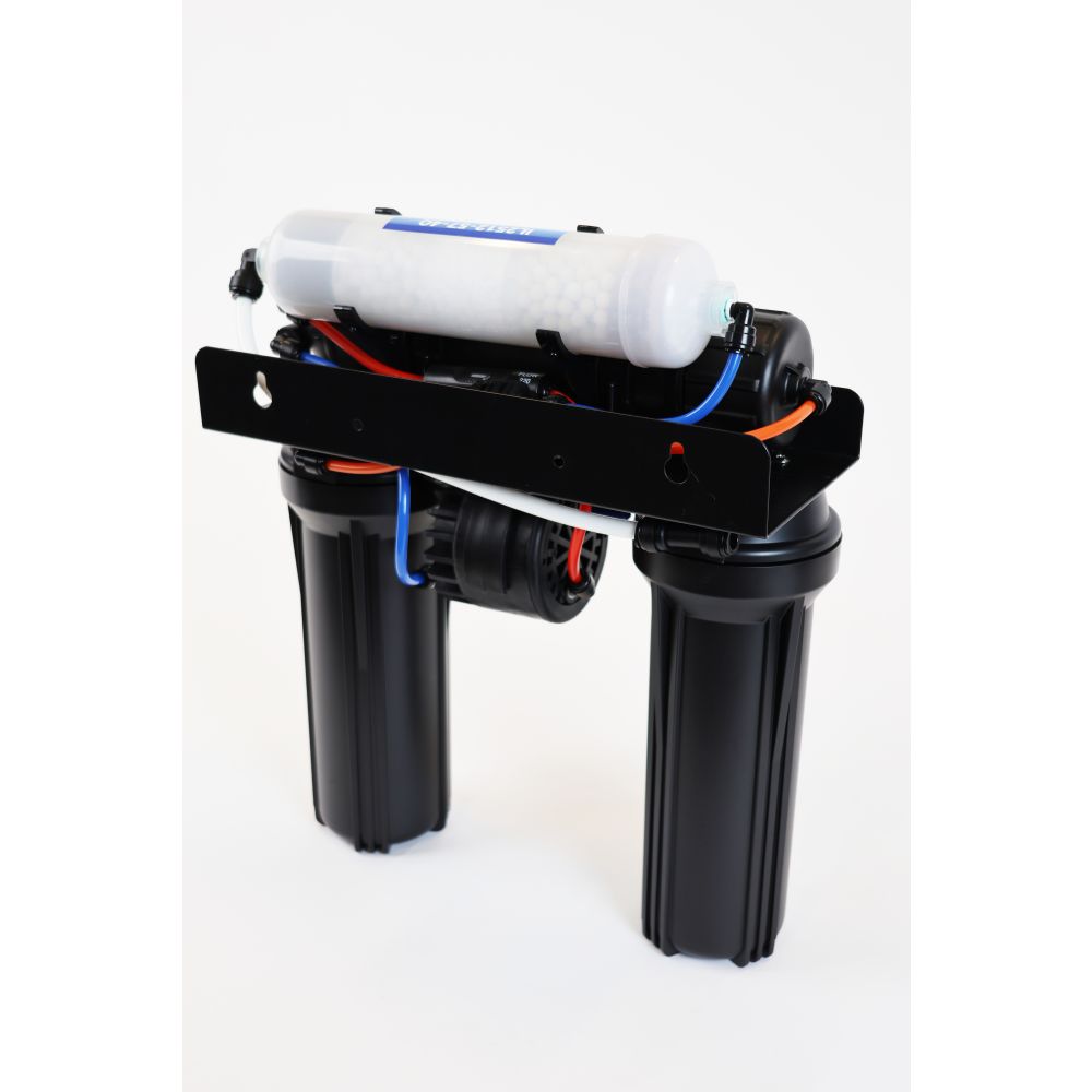 Neo-Pure 4 Stage RO Manifold Retrofit, 75 GPD, Alkaline Remineralizer, Drain Saddle, Feed Adapter, Permeate Pump