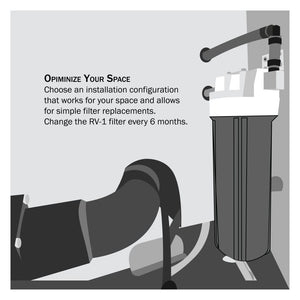 RV Water Filter Kit for RV1 1/2" Clear/White Housing w/ 1/2" CTS Connections