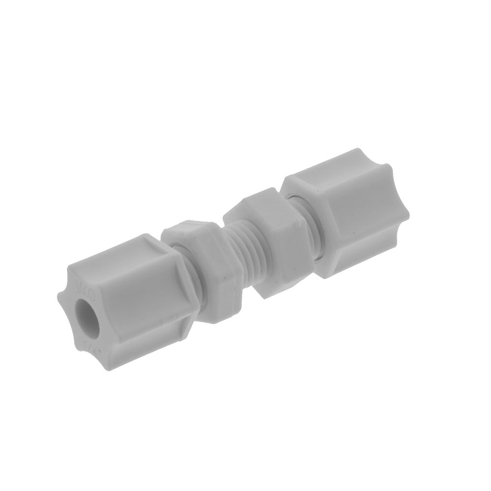 JACO 20-4-P-O Polypropylene Bulkhead Union 1/4 OD Tube x 1/4 OD Tube
