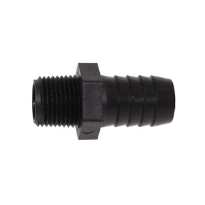 Male Barb Adapter - 5/8 ID x 3/8 MNPT - Black Polypropylene
