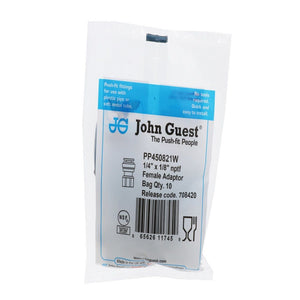 John Guest Female Adapter NPTF Polypro - 1/4 x 1/8 NPTF