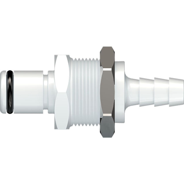 LinkTech 40AC Series Panel Mt. Male, Non-valved, 1/4" HB, Natural Acetal, Buna N