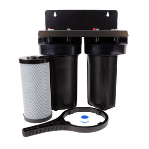 Whole House Water Filter Housing, 10" x 4.5" Twin Stage Filtration Universal Housing [Black] 1” RPT Port