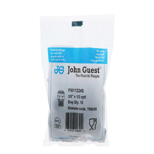 John Guest Male Connector - 3/8 x 1/2  NPTF