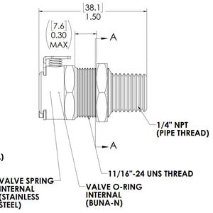 LinkTech 40CB Series Panel Mt. Female, Male Thread, Valved, 1/4" MNPT, Chrome Brass, Buna N