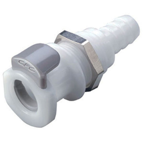 9208400 NSF Valved Panel Mount Hose Barb Coupling Body 3/8 ID Barb