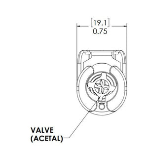 LinkTech 1/4 Hose Barb Valved IL Acetal Coupling Body [PLCD17004]