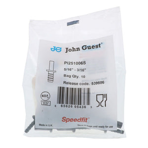 John Guest Stem Barb Connector  - 5/16 OD Stem x 3/16 ID Barb