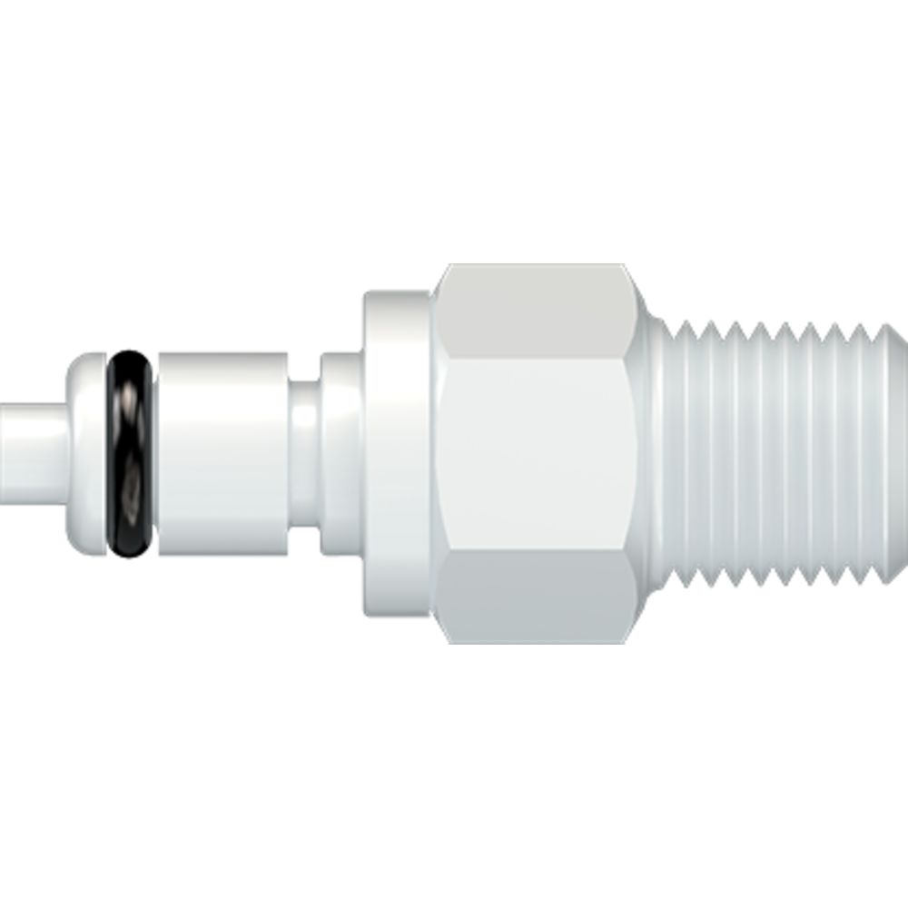LinkTech 20AC Series Male Thread Plug, Valved, 1/8" MNPT, Natural Acetal, Buna N