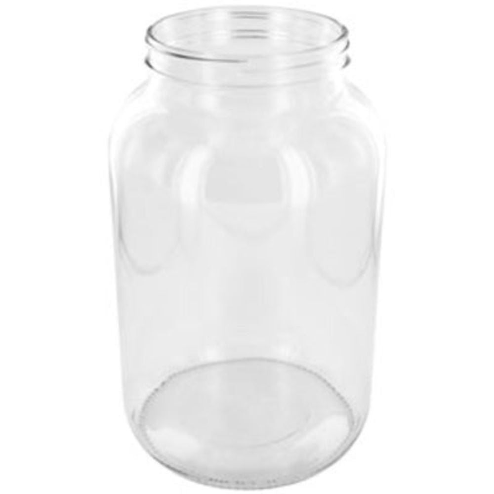 Glass Jar 1 GAL Wide Mouth Flint w/ Pour Lid and Handle - Blue Dome Lids