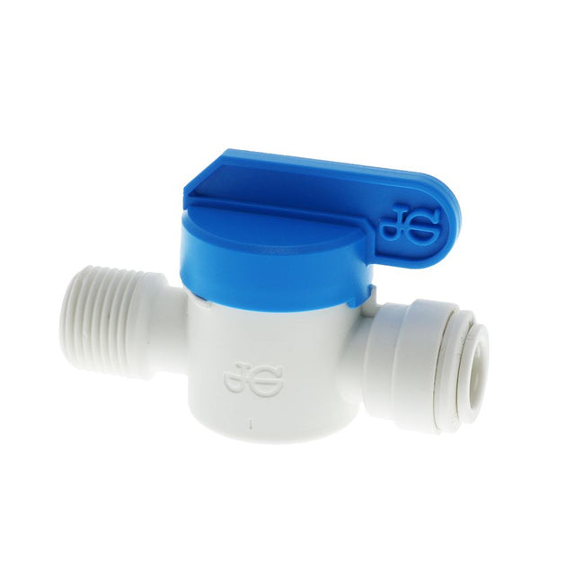 John Guest Shut-Off Valve Polypro Male NPTF - 3/8 Tube x 3/8 Male NPTF