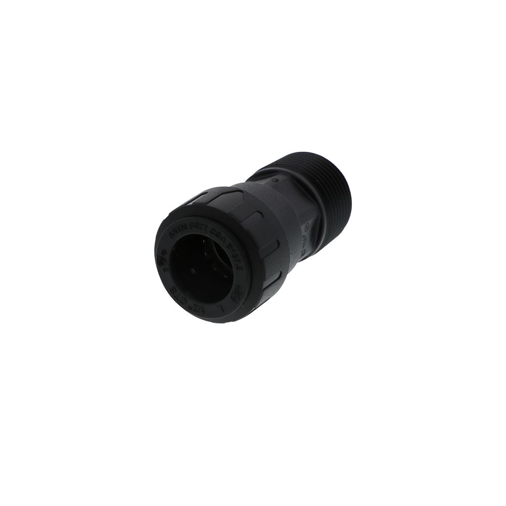 John Guest Black Male Connector - 1/2 CTS x 3/4 NPT