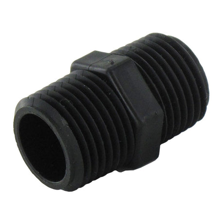 Nipple Hex - 1/2 x 1/2 MPT Black Polypropylene
