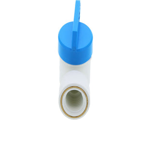 John Guest Shut-Off Valve Polypro Female NPTF - 3/8 Tube x 3/8 NPTF Female