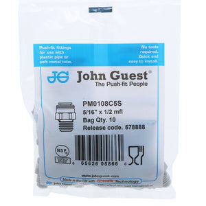 John Guest Male Connector Flare - 5/16 x 1/2-16UN Flare