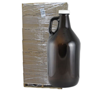 Amber 64oz Glass Beer Growler or Water Bottle With Cap