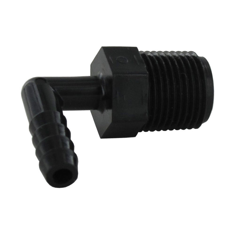 Male Elbow Barb Connector PP - 1/4 ID Barb x 3/8 MNPT