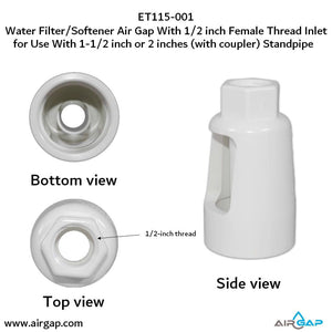 Standpipe Airgap - 1.5" PVC 40 / ABS,  1/2" FPT G15